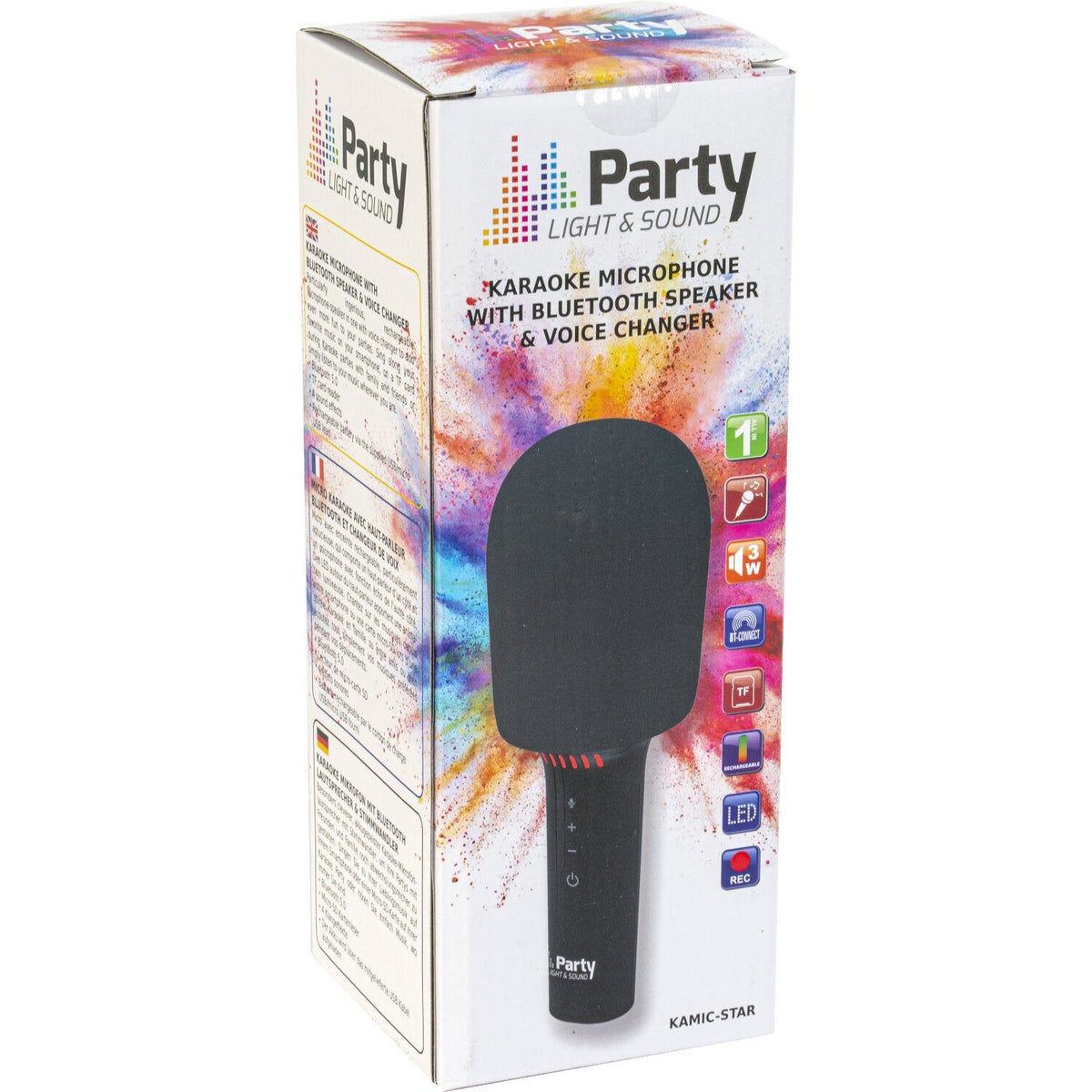 Party Light & Sound KAMIC-STAR – Micrófono Karaoke con Altavoz Bluetooth y Cambiador de Voz - Tempo Shop