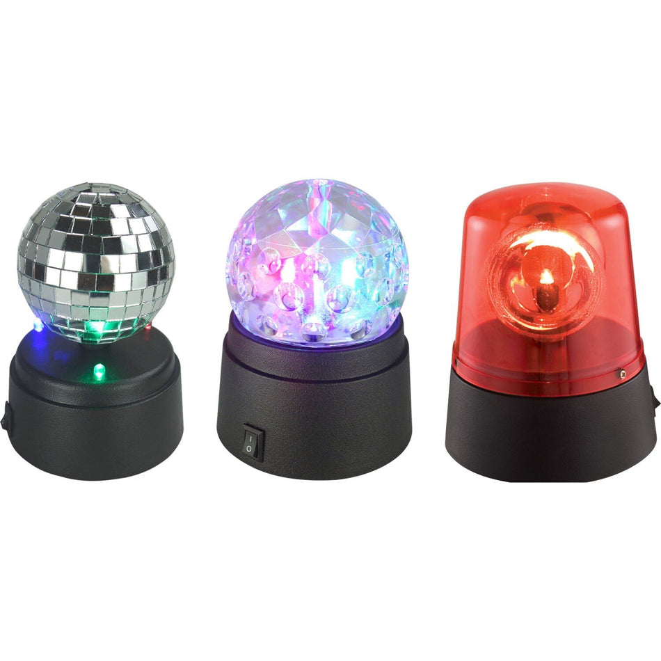 Party Light & Sound KIDZ-PARTY – Set de 3 mini efectos de luz a LED a pilas - Tempo Shop