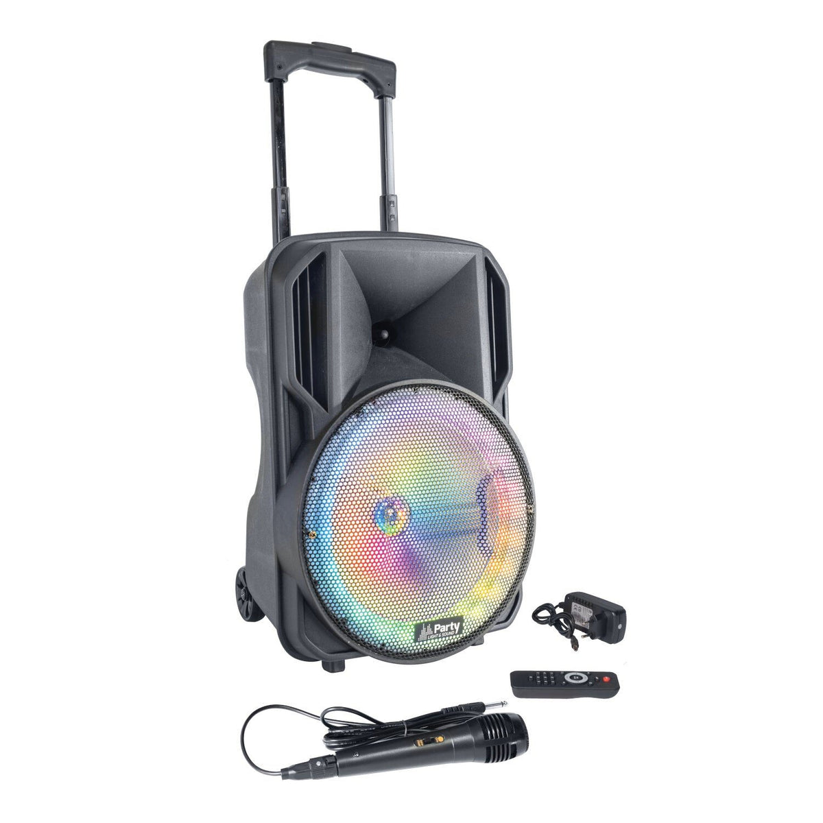 Party Light & Sound PARTY-10RGB – Bafle portátil 10″ (25 cm) con USB, TF, Bluetooth, FM, micrófono y mando a distancia - Temp