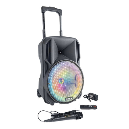 Party Light & Sound PARTY-10RGB – Bafle portátil 10″ (25 cm) con USB, TF, Bluetooth, FM, micrófono y mando a distancia - Temp