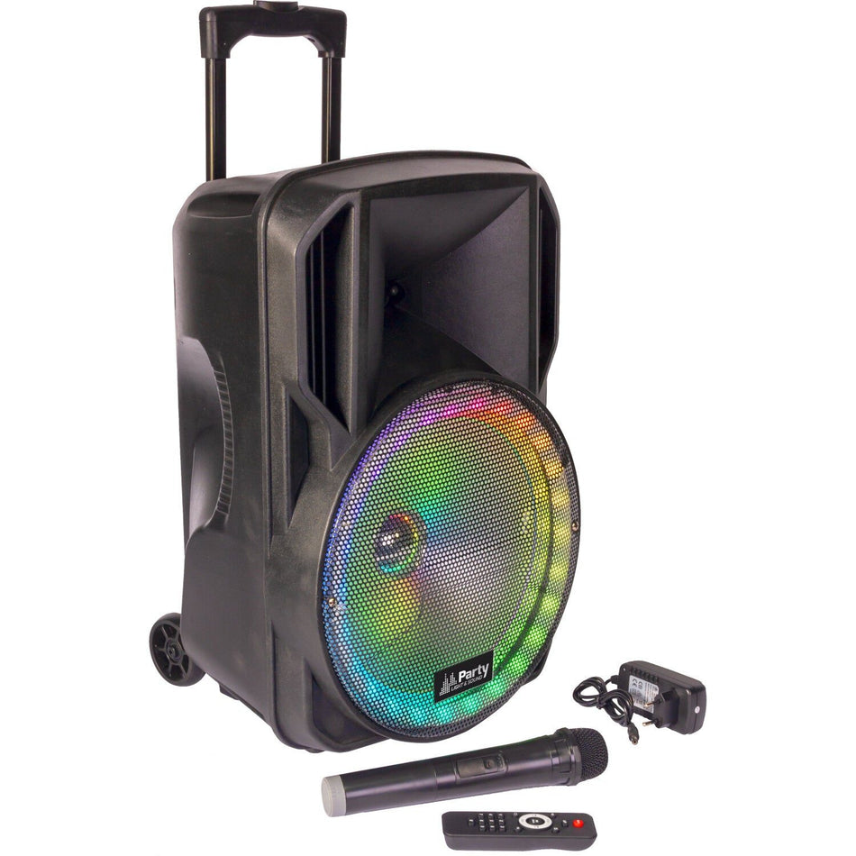 Party Light & Sound PARTY-12RGB – Bafle portátil 12″ (30 cm) con USB, TF, Bluetooth, FM, micro VHF y mando a distancia - Temp