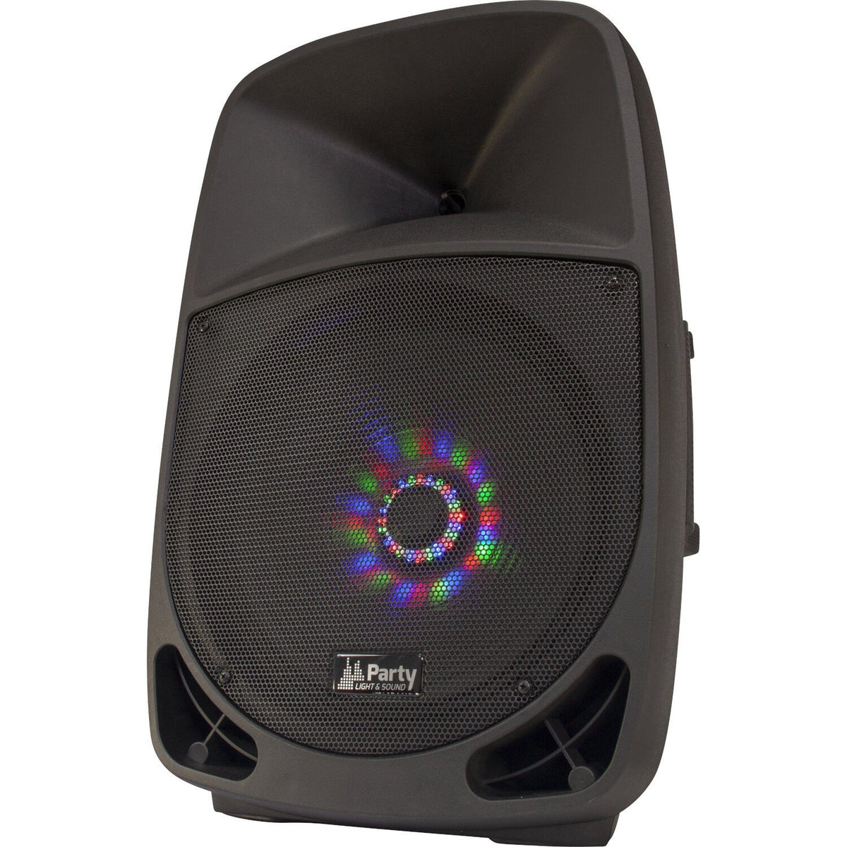Party Light & Sound PARTY-15LED – Bafle portátil 15″/38 cm con batería, USB, Bluetooth, FM y micrófono VHF inalámbrico - Temp