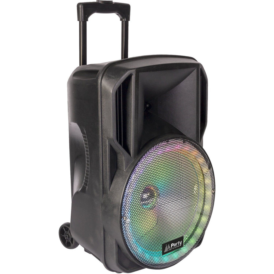 Party Light & Sound PARTY-15RGB – Bafle portátil 15″ (38 cm) con USB, TF, Bluetooth, FM, micro VHF y mando a distancia - Temp