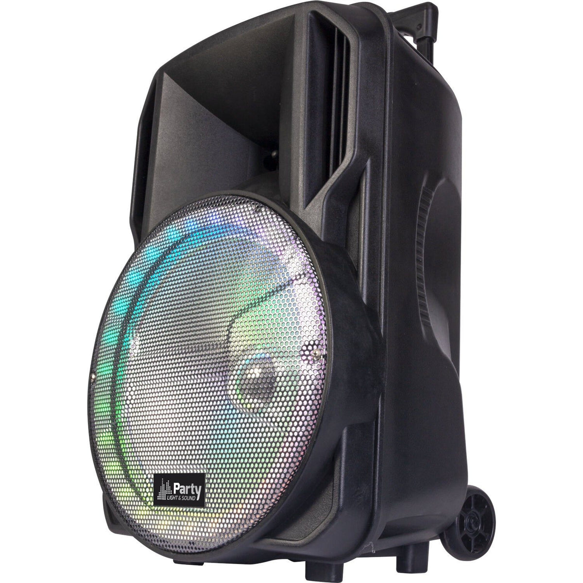 Party Light & Sound PARTY-15RGB – Bafle portátil 15″ (38 cm) con USB, TF, Bluetooth, FM, micro VHF y mando a distancia - Temp