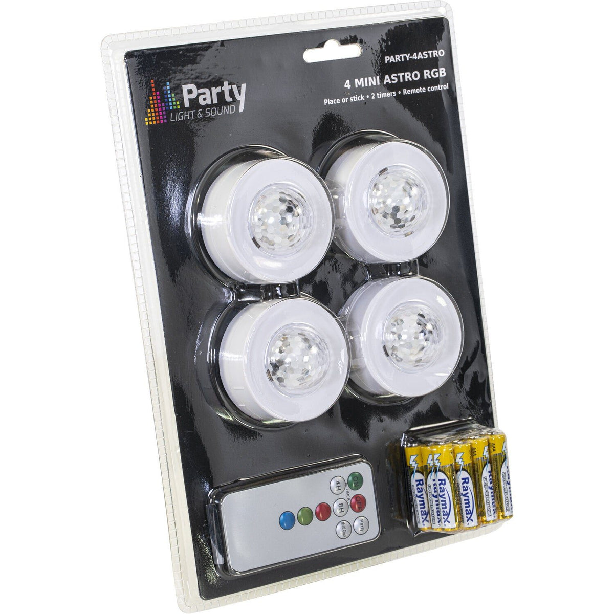Party Light & Sound PARTY-4ASTRO – Pack de 4 mini efectos Astro RGBW con mando - Tempo Shop