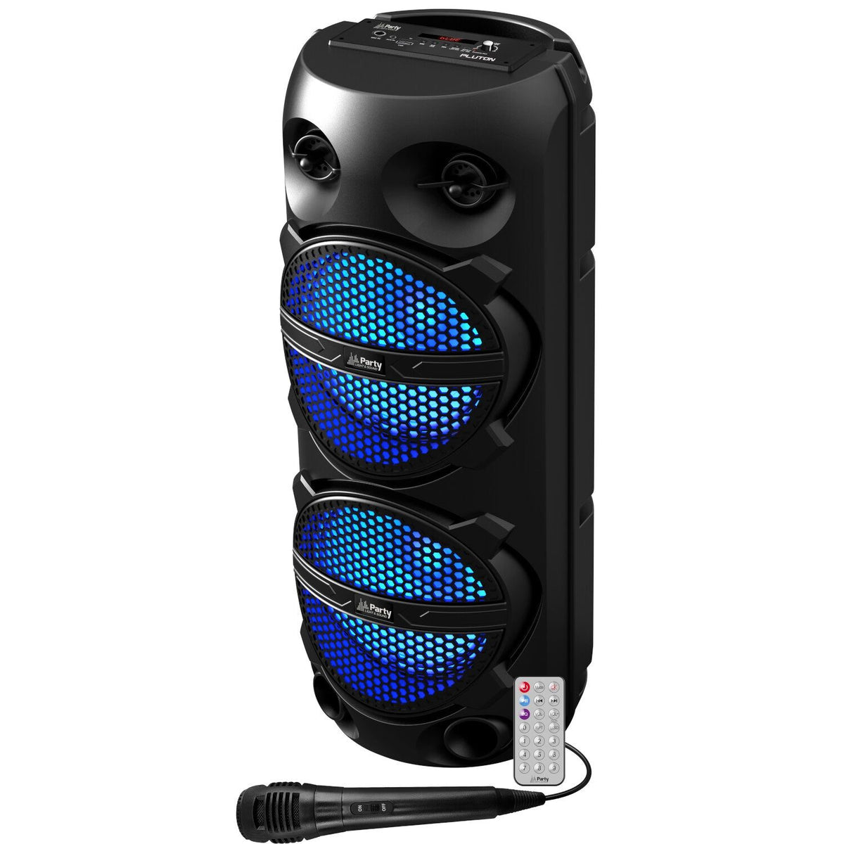 Party Light & Sound PLUTON – Altavoz portátil autónomo 2×8″ (20 cm) 300 W con iluminación LED, Bluetooth, USB, micro SD, FM,