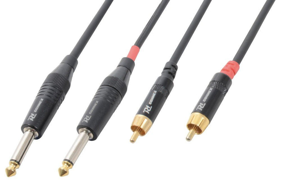 PD - Connex CX74 - 6 - Cable 2x Jack mono 6,3mm - 2x Macho RCA 6m - Tempo Shop