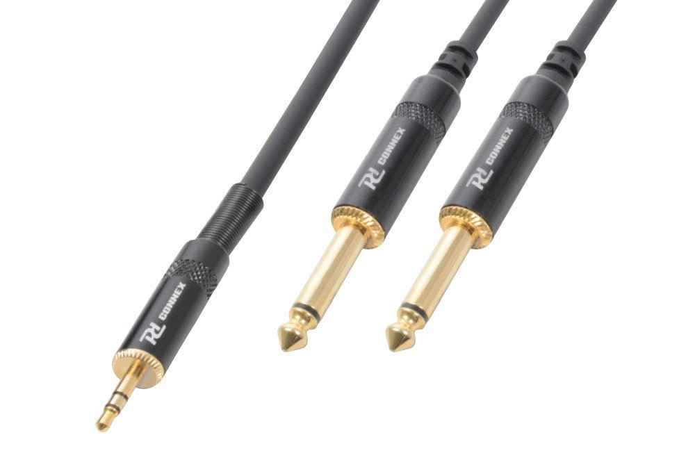 PD - Connex CX86 - 3 - Cable Jack 3.5 Stereo - 2x Jack 6.3 Mono HQ. 3.0m - Tempo Shop