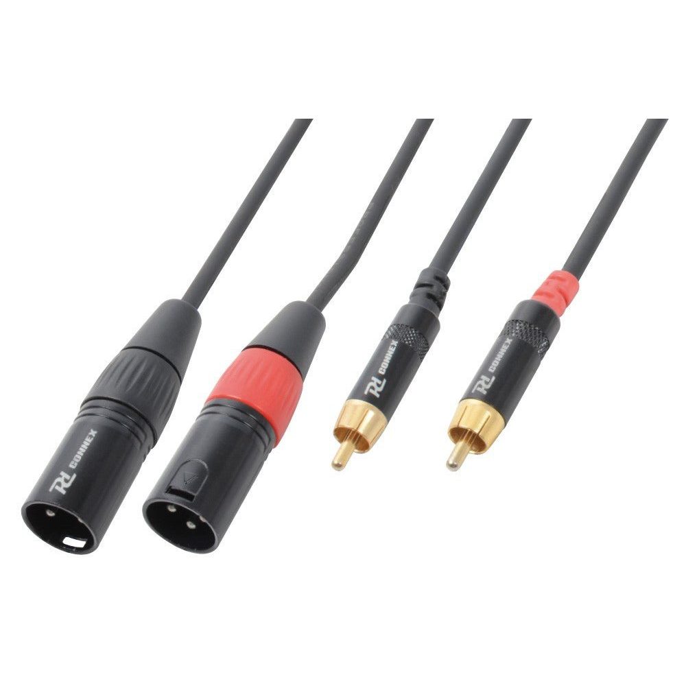 PD - Connex CX66 - 3 - Cable de señal, 2 x Macho XLR a 2 x Macho RCA - 3.0m - Tempo Shop