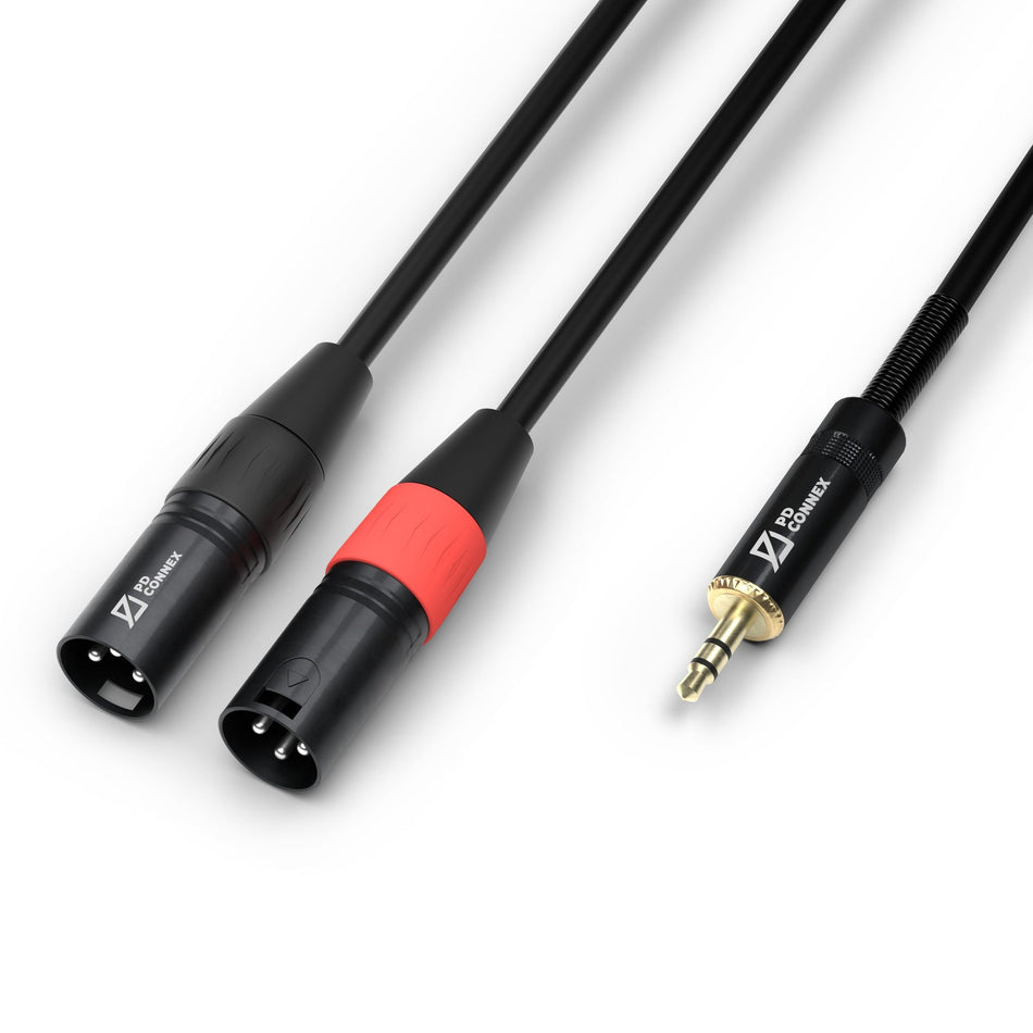 PD-Connex CX70-3 - Cable de Audio Profesional 2x XLR Macho a Mini Jack 3.5mm Estéreo de 3m