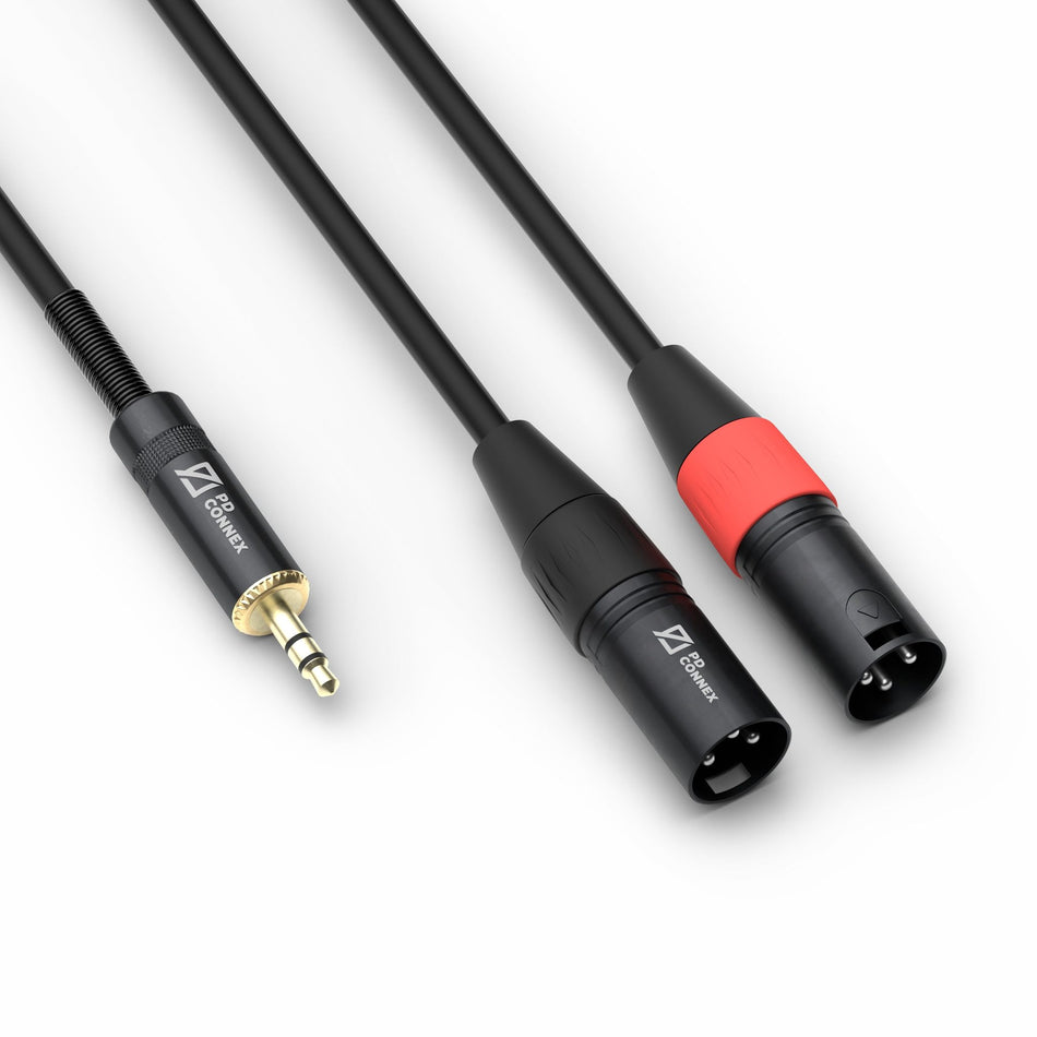 PD-Connex CX70-6 - Cable de Señal 2x XLR Macho a Jack Estéreo 3.5mm (6.0m)
