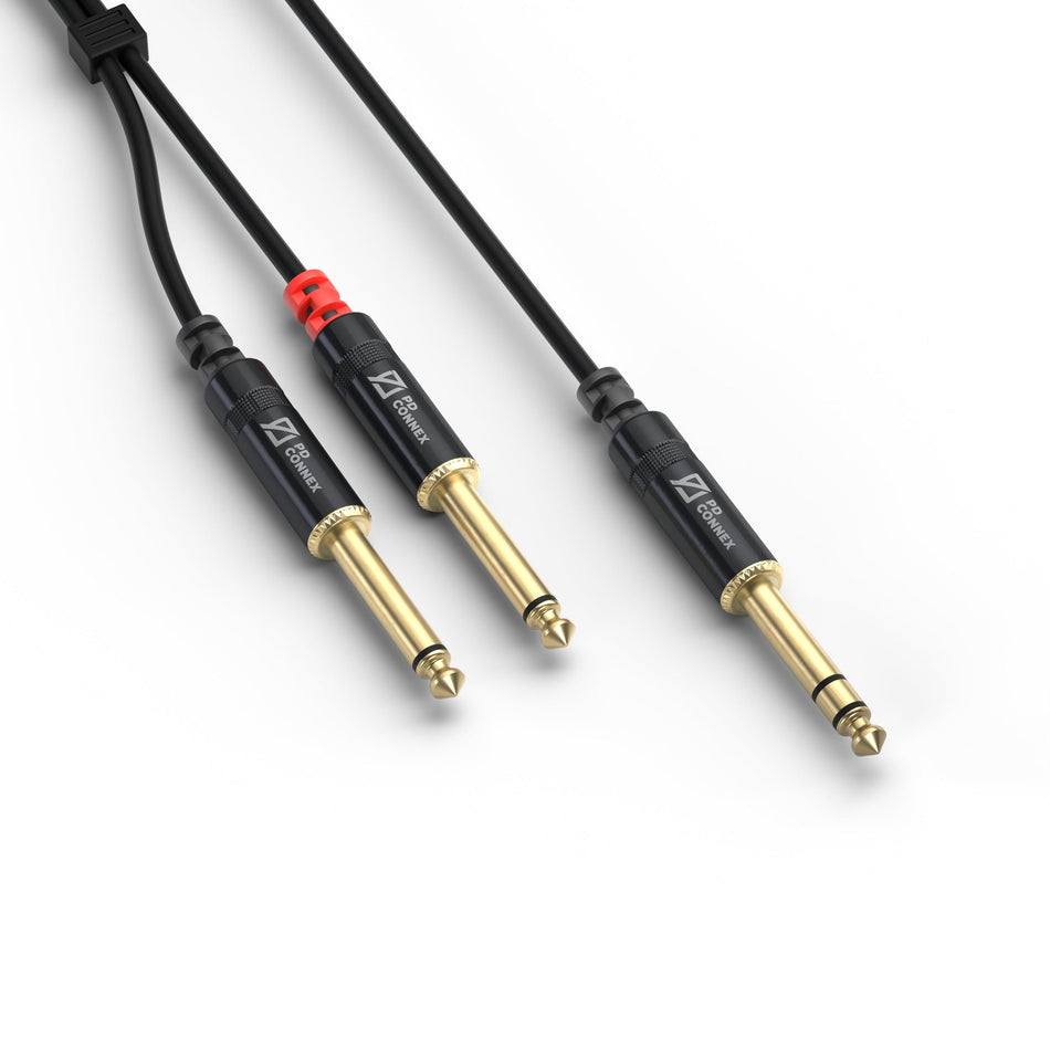 PD-Connex CX76-09 - Cable de Inserción/Divisor Jack 6.3 mm Estéreo a 2x Mono de 0.9 m