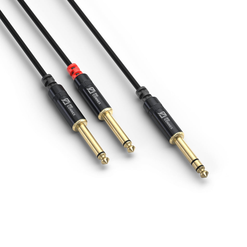 PD-Connex CX76-1 - Cable de Señal Jack 6.3 mm Estéreo a 2x Jack 6.3 mm Mono de 1,5 m