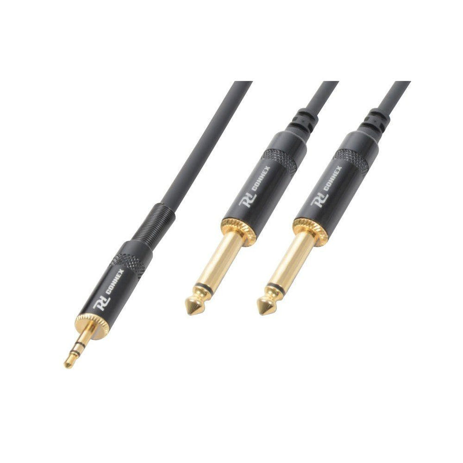PD - Connex CX86 - 3 - Cable Jack 3.5 Stereo - 2x Jack 6.3 Mono HQ. 3.0m - Tempo Shop