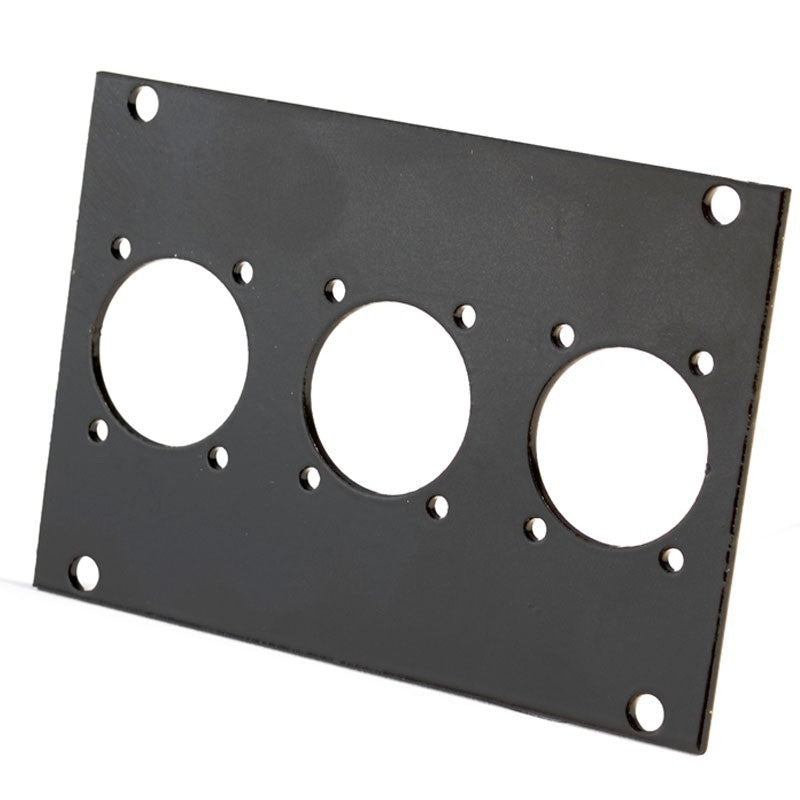 FactorRACK ZEBAVB82 - Placa negra para 3 conectores XLR de 10 cm