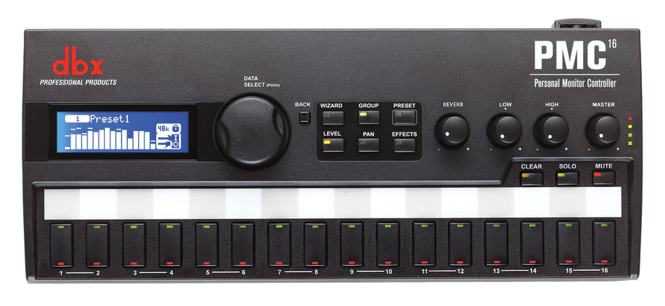 dbx PMC16 - Controlador de monitor personal de 16 canales con BLU link y reverb Lexicon