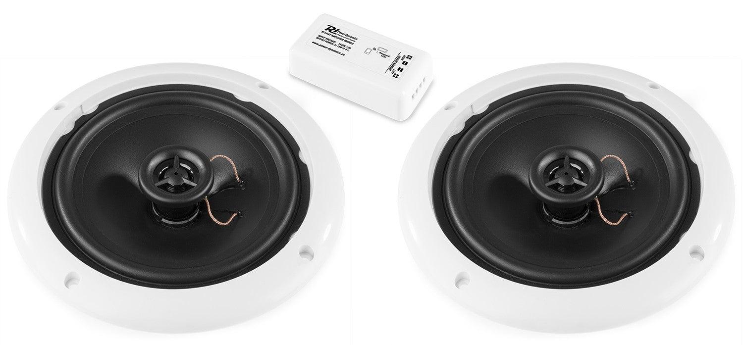 Power Dynamics BT10SET - Amplificador estéreo compacto BT con altavoces de techo 5" - Tempo Shop