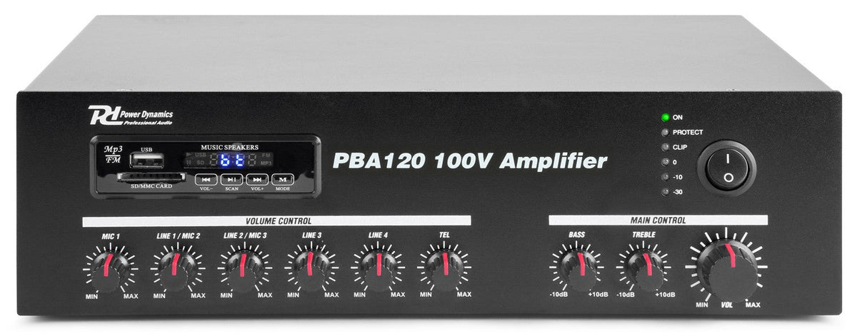 Power Dynamics PBA120 - Amplificador linea 100V 120W - Tempo Shop