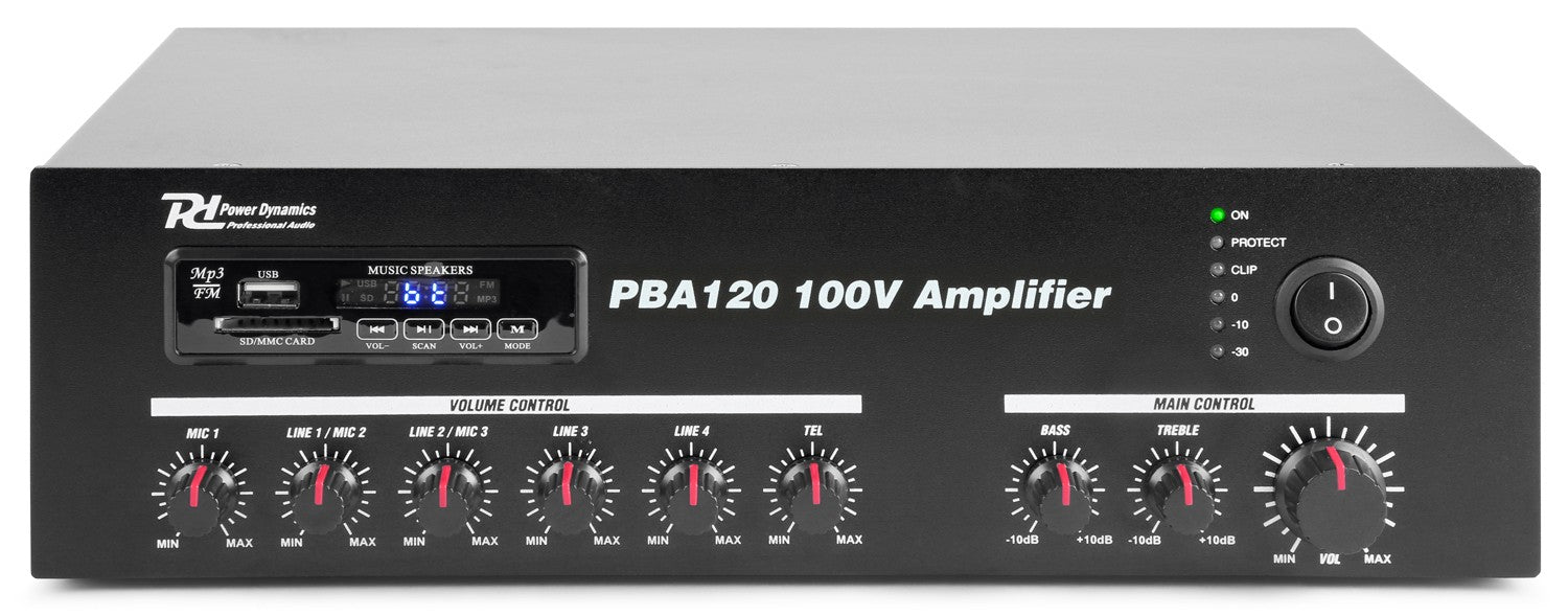 Power Dynamics PBA120 - Amplificador linea 100V 120W - Tempo Shop