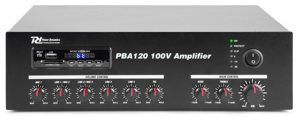 Power Dynamics PBA120 - Amplificador linea 100V 120W - Tempo Shop