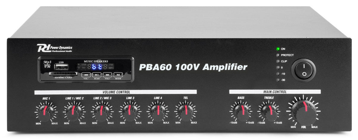 Power Dynamics PBA60 - Amplificador línea 100V 60W - Tempo Shop