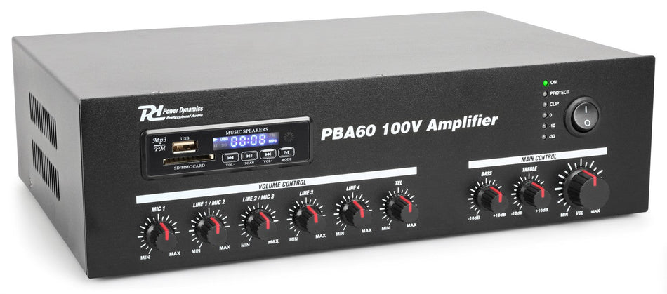Power Dynamics PBA60 - Amplificador línea 100V 60W - Tempo Shop