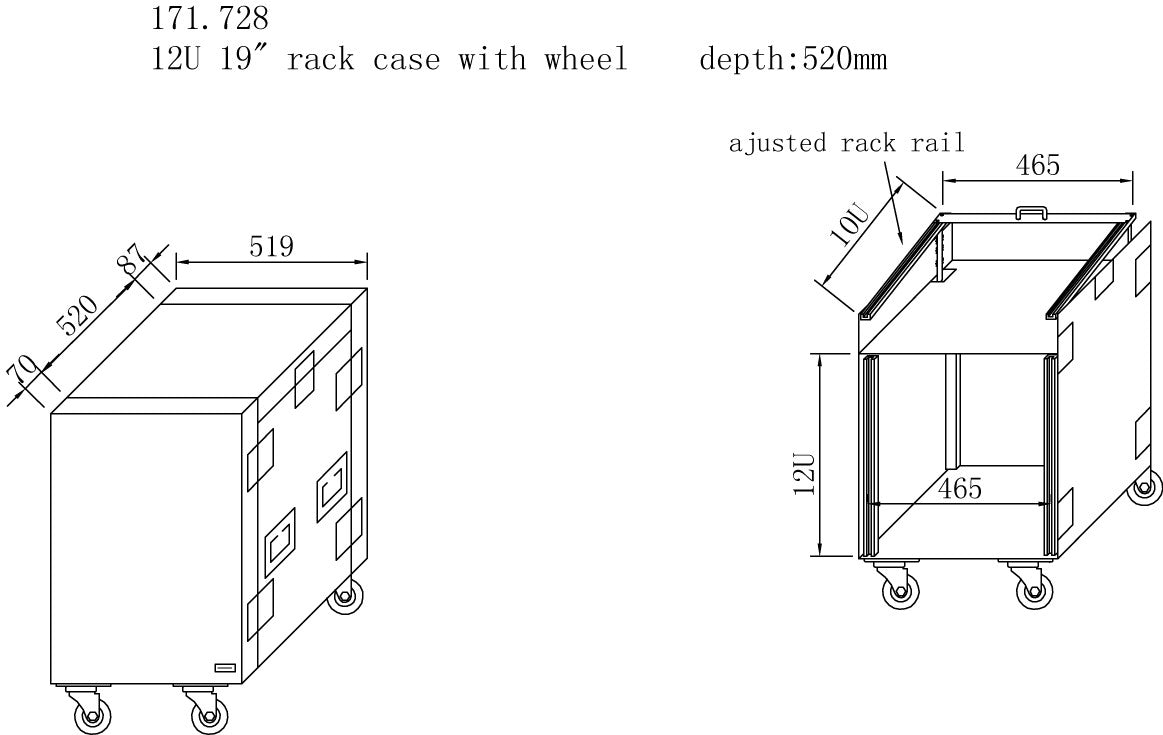 Power Dynamics PD - F12U8 - Caja rack 19' con ruedas 12U - Tempo Shop