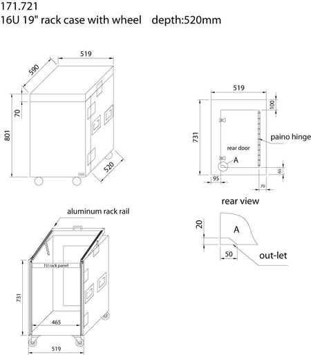 Power Dynamics PD - F16U8 - Caja rack 19' con ruedas 16U - Tempo Shop