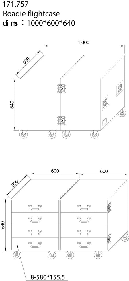 Power Dynamics PD - F4A - Maleta de transporte con 8 ruedas - Tempo Shop