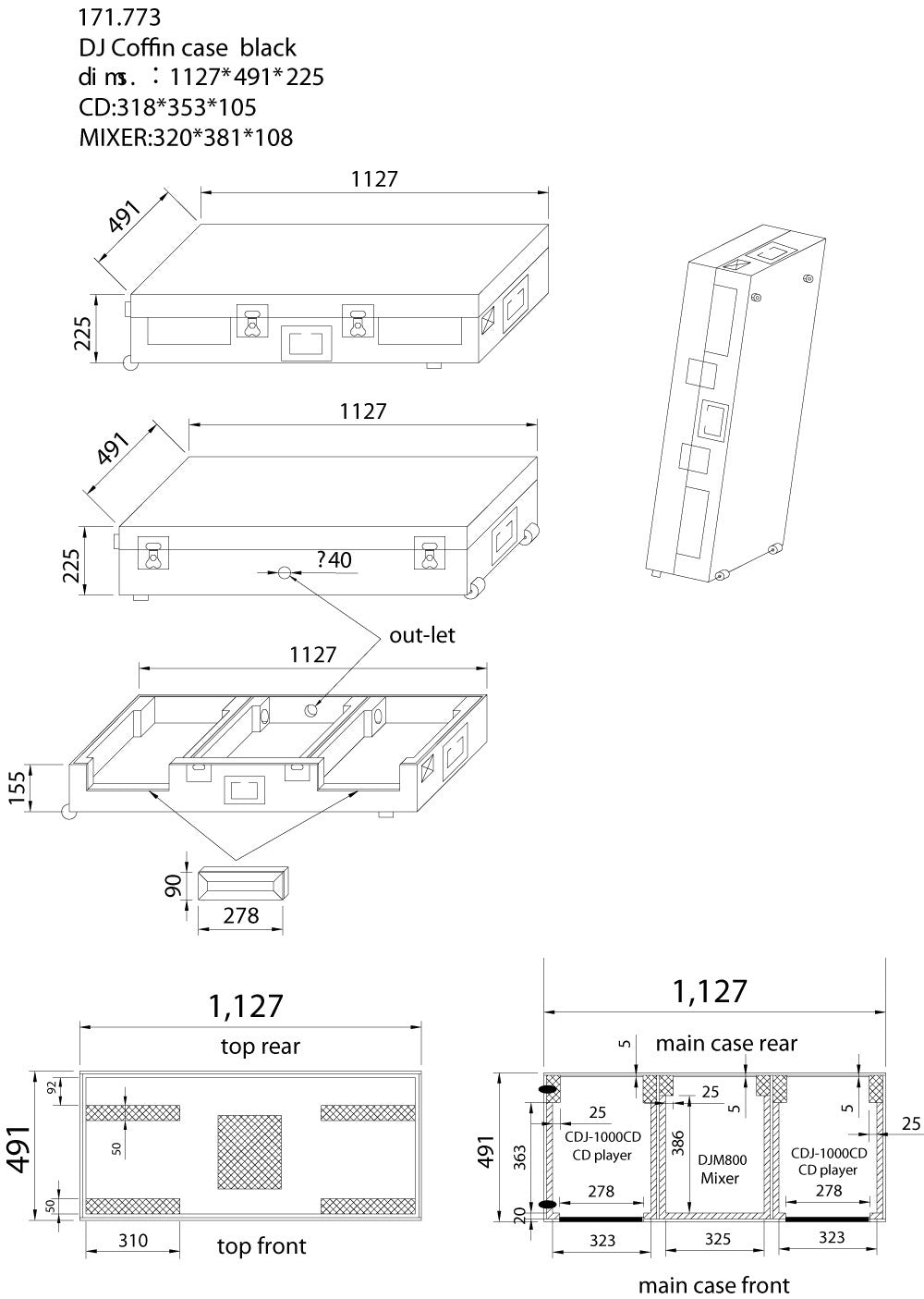 Power Dynamics PD - FC1 - Flightcase para mesa DJM / 2X reproductores CDJ - Tempo Shop