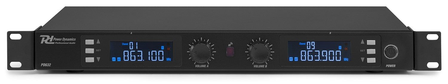 Power Dynamics PD632C - 2x 20 Canales Digital UHF Micrófono inalámbrico Combi - Tempo Shop