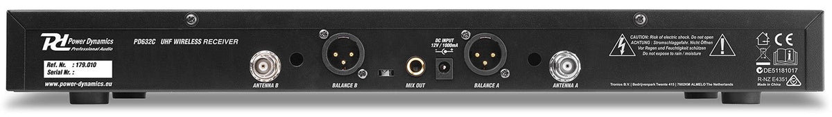 Power Dynamics PD632H - 2x 20 Canales Digital UHF Micro Inalámbrico con 2 micros - Tempo Shop