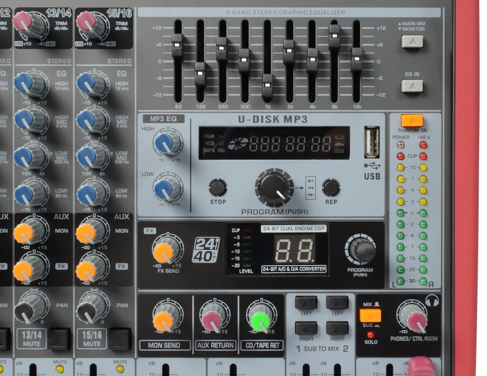 Power Dynamics PDM - S1203 - Mezclador Escenario 12 canales DSP/MP3 - USB Entrada/Salida - Tempo Shop