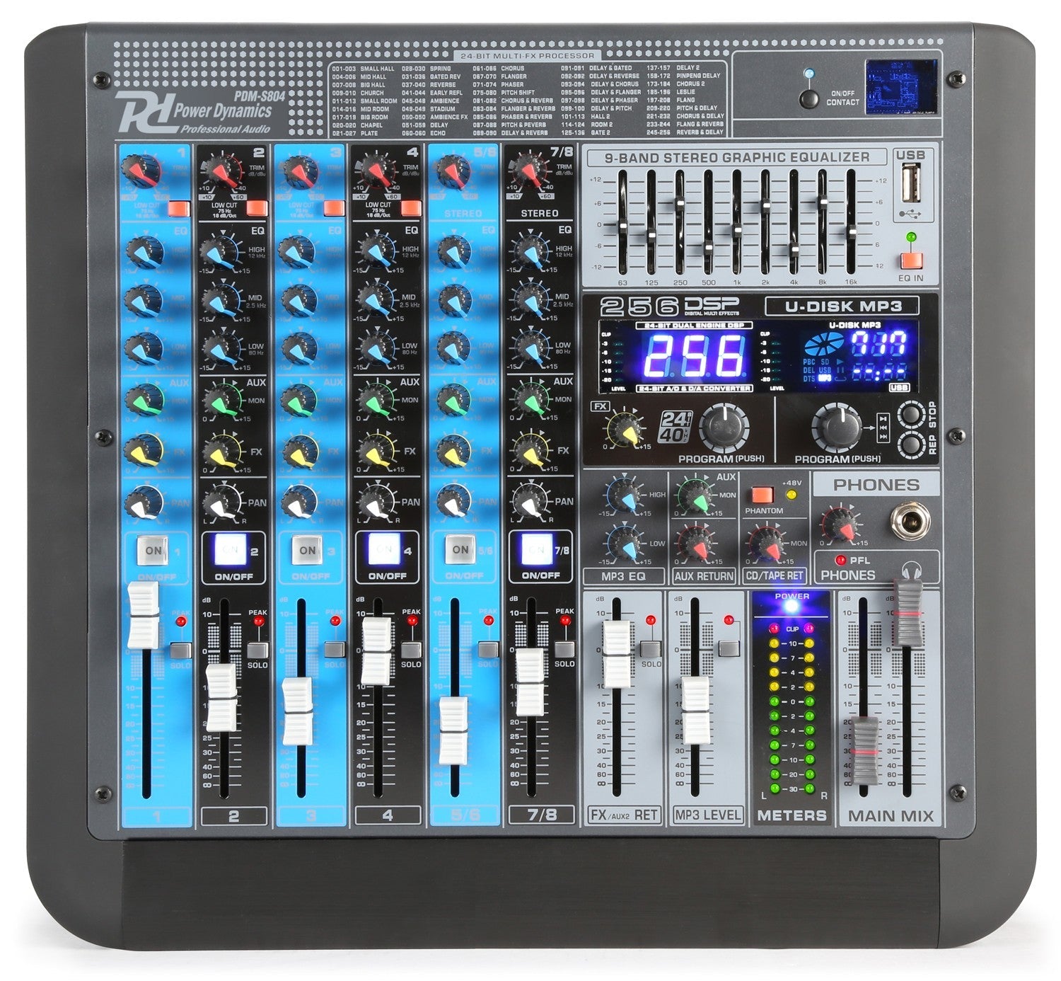 Power Dynamics PDM - S804 - Mezclador analógico 8 canales Profesional - Tempo Shop