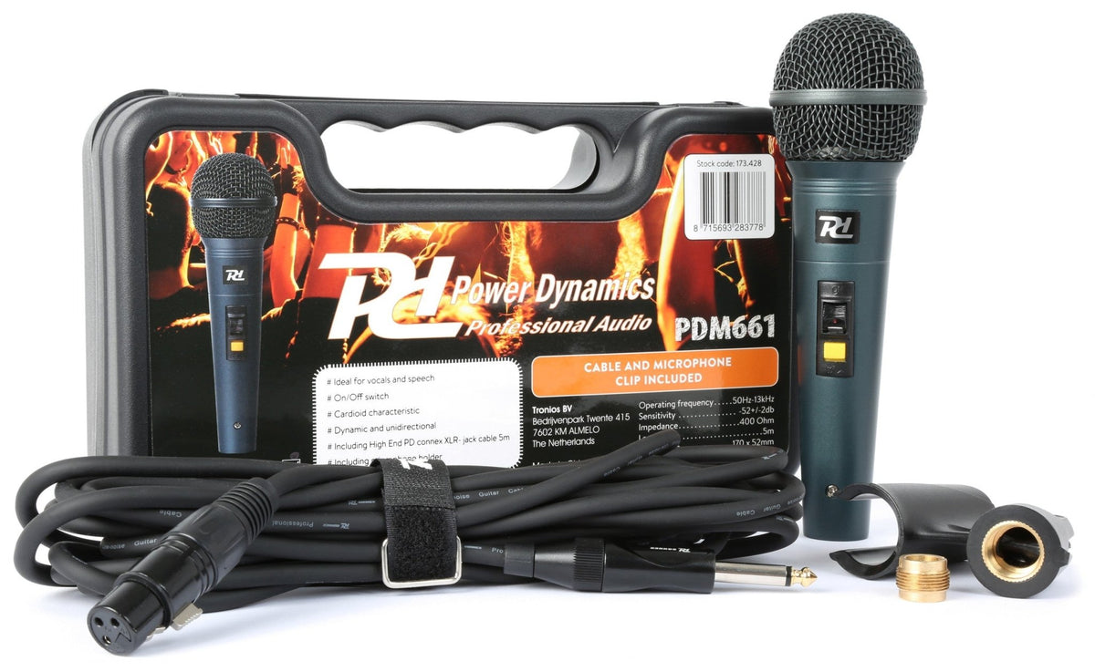 Power Dynamics PDM661 - Micrófono dinámico en caja transporte - Tempo Shop