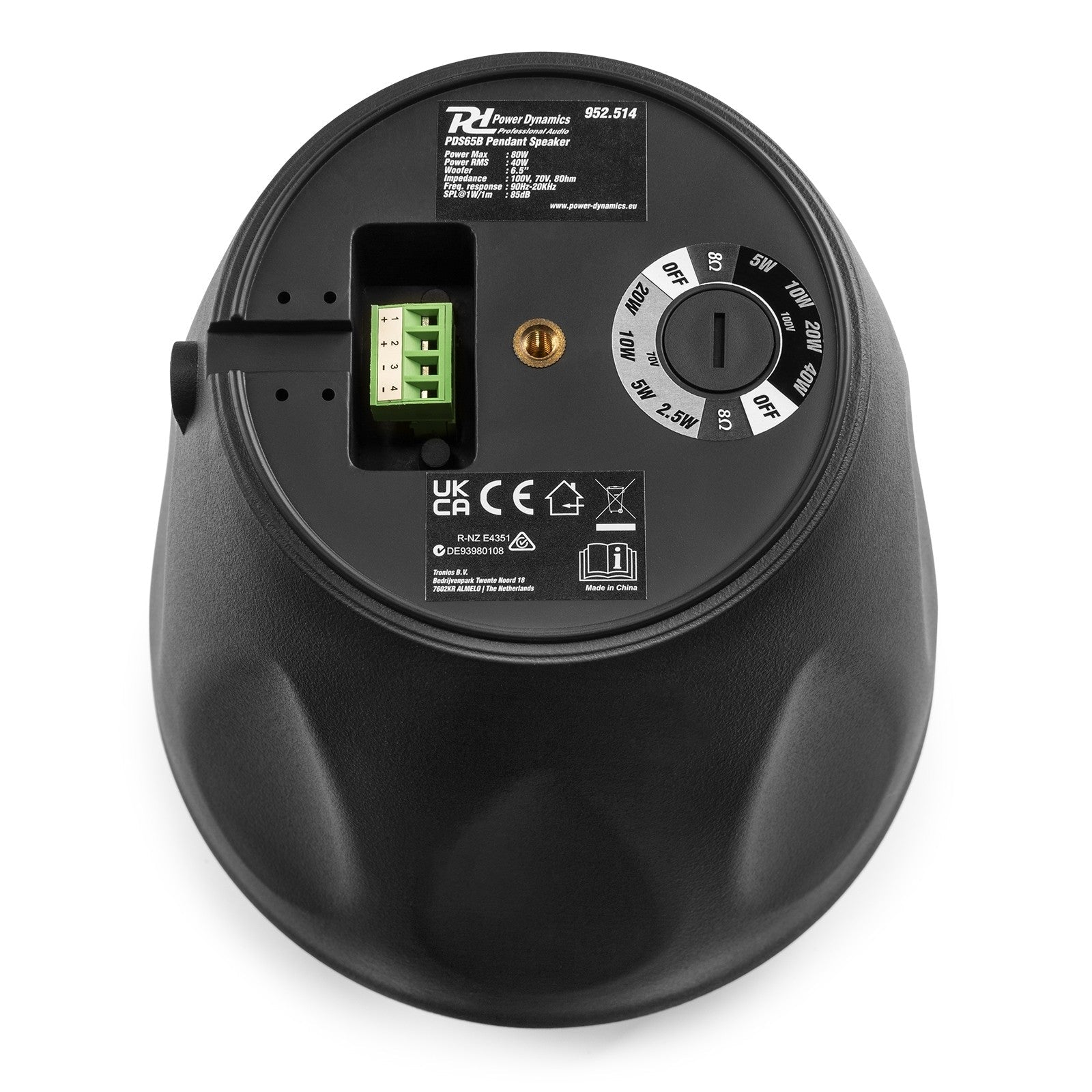 Power Dynamics PDS65B - Altavoz colgante 100V 6,5” Negro - Tempo Shop