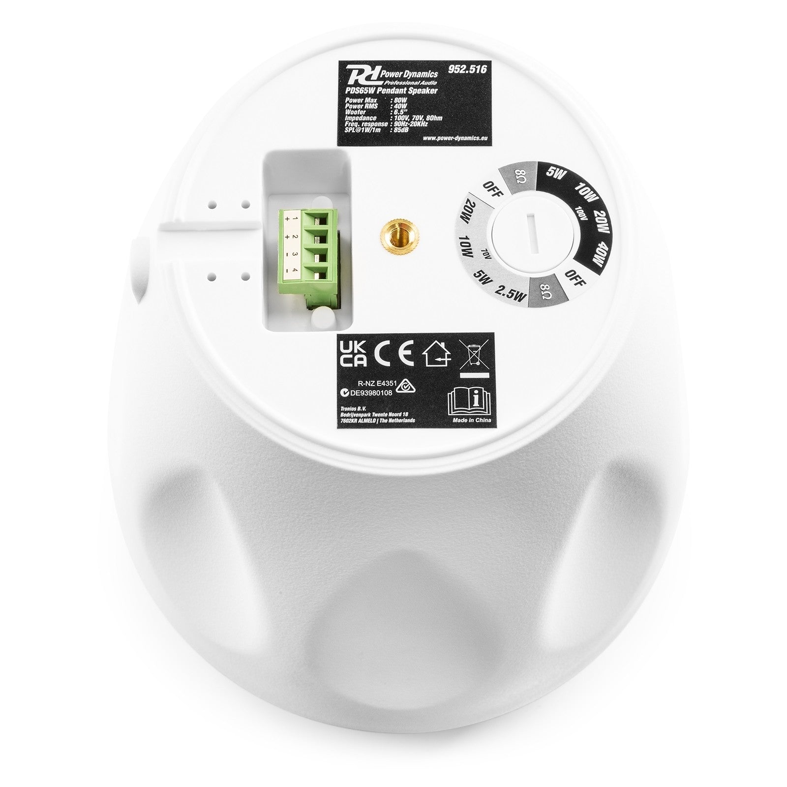 Power Dynamics PDS65W - Altavoz colgante 100V 6,5” Blanco - Tempo Shop