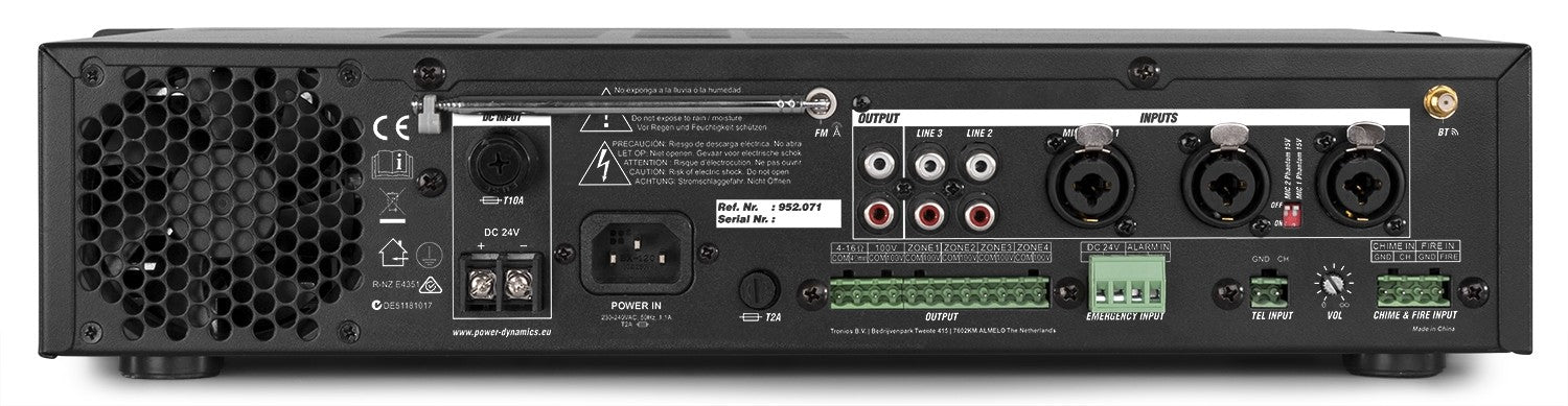 Power Dynamics PDV240MP3 - PA Mixer Amplifier 240W/100V 4 zones - Tempo Shop