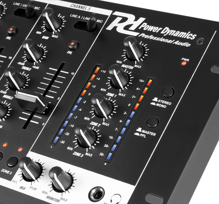 Power Dynamics PDZM700 - Mezclador instalación de 6 canales USB 4 zonas - Tempo Shop
