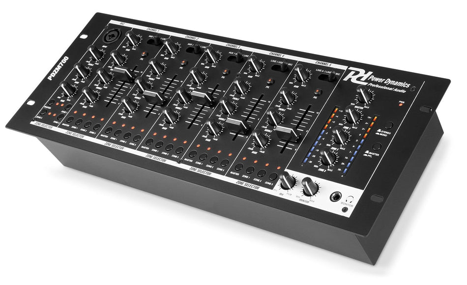 Power Dynamics PDZM700 - Mezclador instalación de 6 canales USB 4 zonas - Tempo Shop