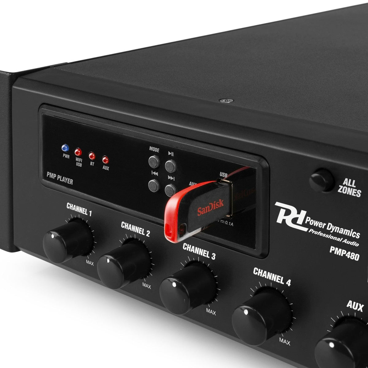 Power Dynamics PMP480 - Amplificador mezclador para instalación 480W 6 zonas - Tempo Shop