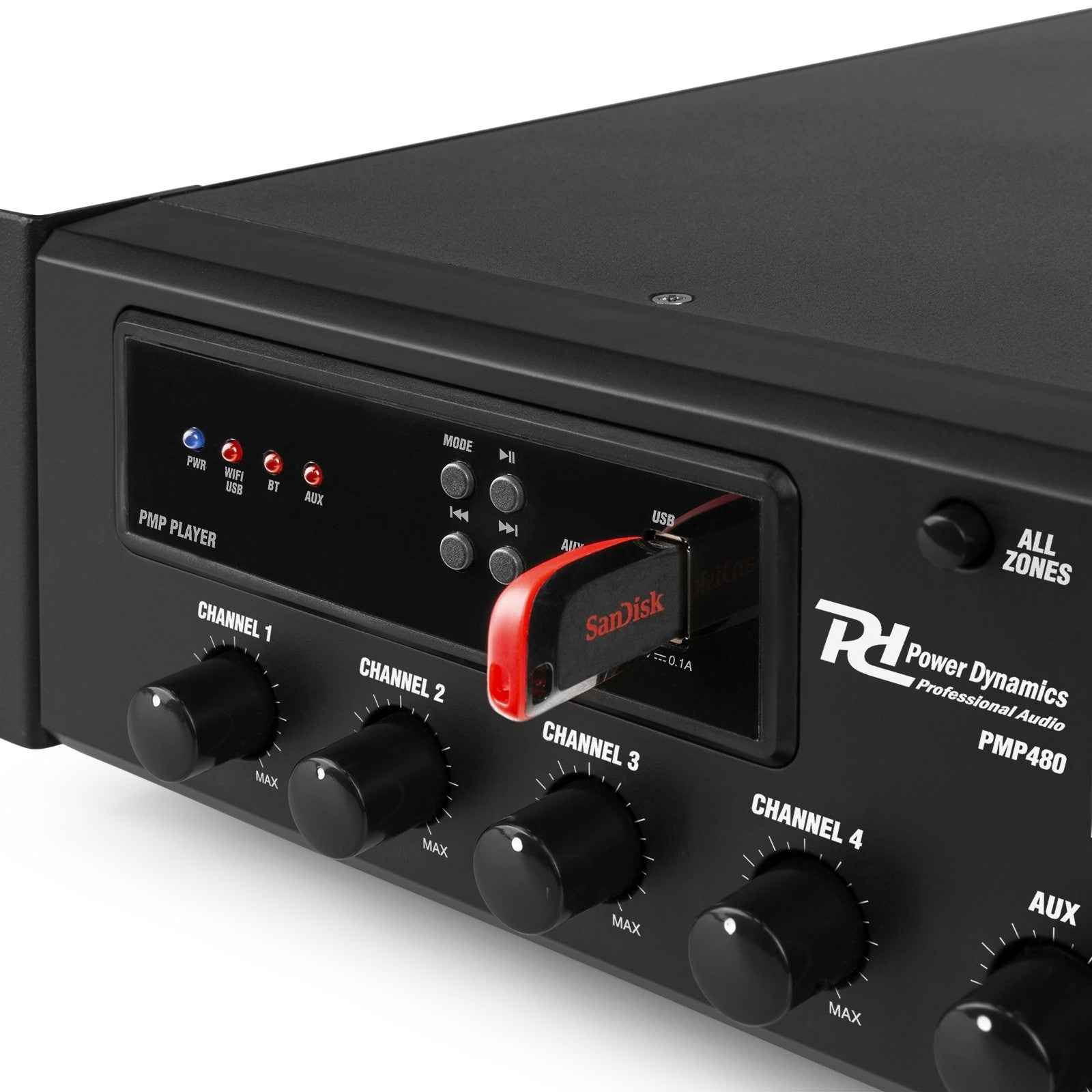 Power Dynamics PMP480 - Amplificador mezclador para instalación 480W 6 zonas - Tempo Shop