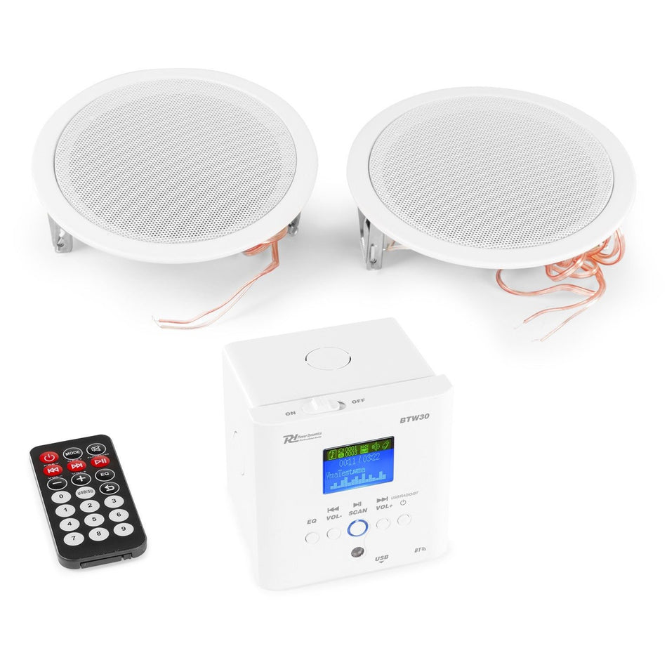 Power Dynamics BTW30SET - Sistema de audio para pared con 2 Altavoces de Techo de 15W - Tempo Shop