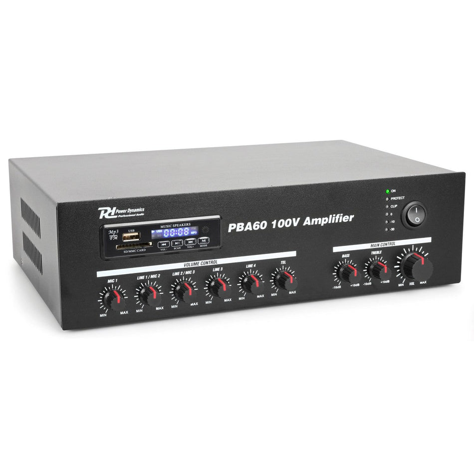 Power Dynamics PBA60 - Amplificador línea 100V 60W - Tempo Shop