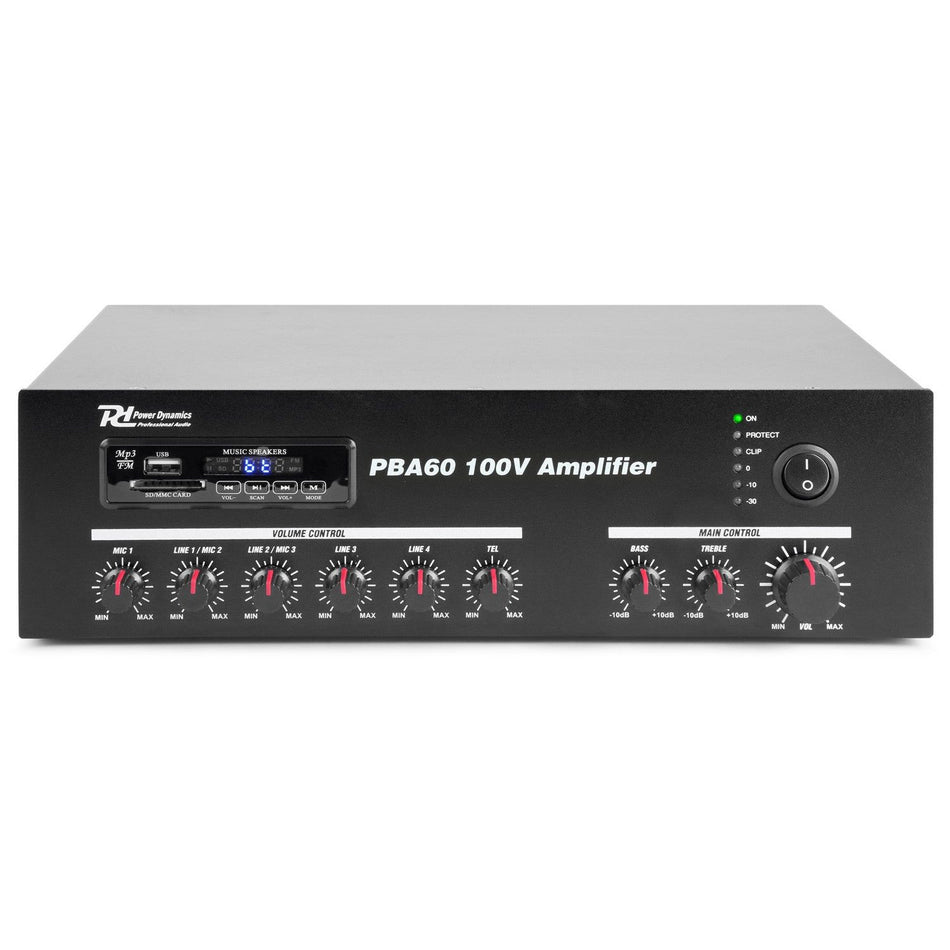 Power Dynamics PBA60 - Amplificador línea 100V 60W - Tempo Shop