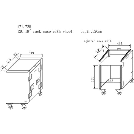 Power Dynamics PD - F12U8 - Caja rack 19' con ruedas 12U - Tempo Shop