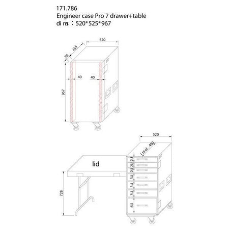 Power Dynamics PD - FA5 - Flightcase de 7 Cajones + Mesa - Tempo Shop
