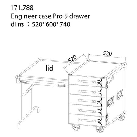 Power Dynamics PD - FA6 - Flightcase de 5 Cajones 3U + Mesa - Tempo Shop