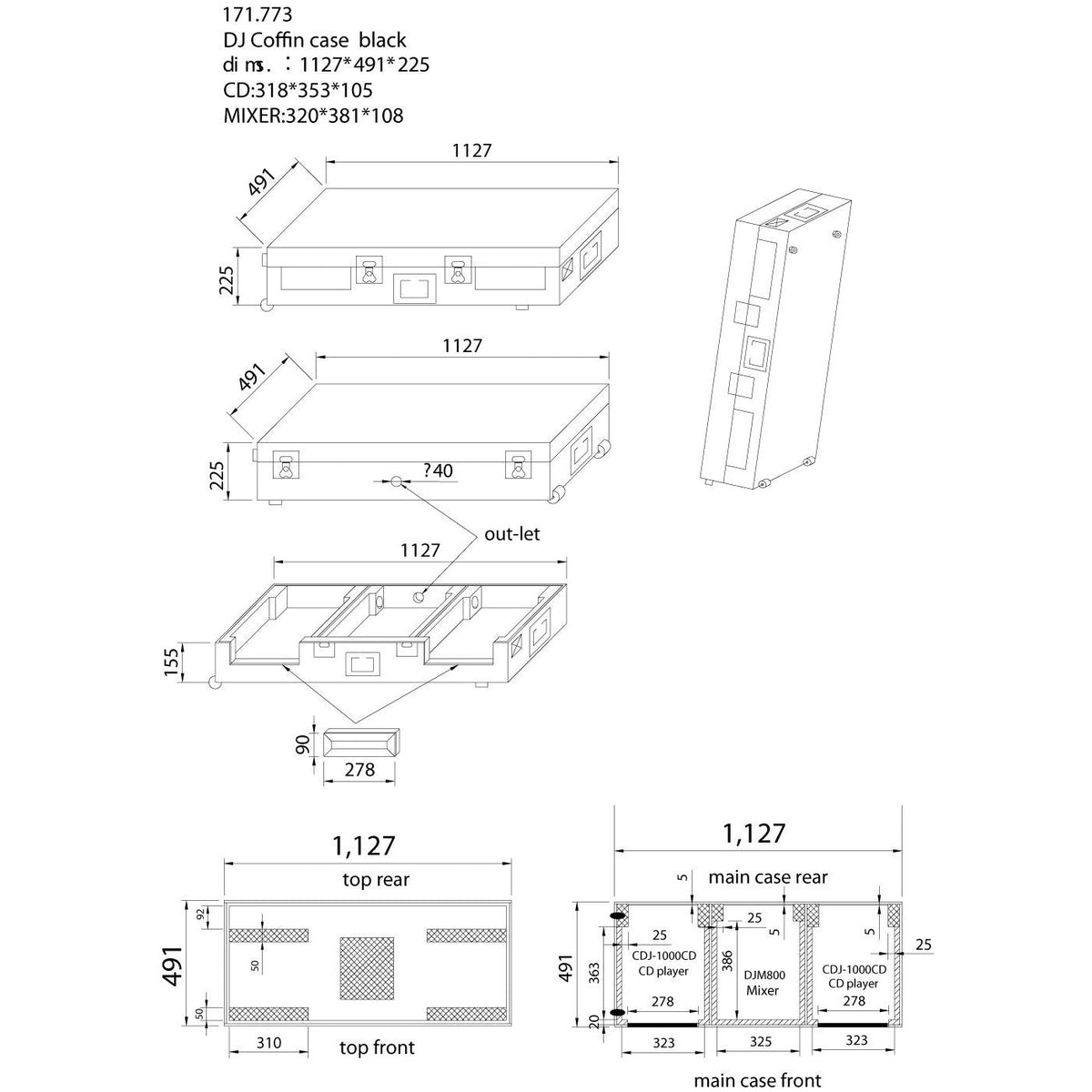 Power Dynamics PD - FC1 - Flightcase para mesa DJM / 2X reproductores CDJ - Tempo Shop
