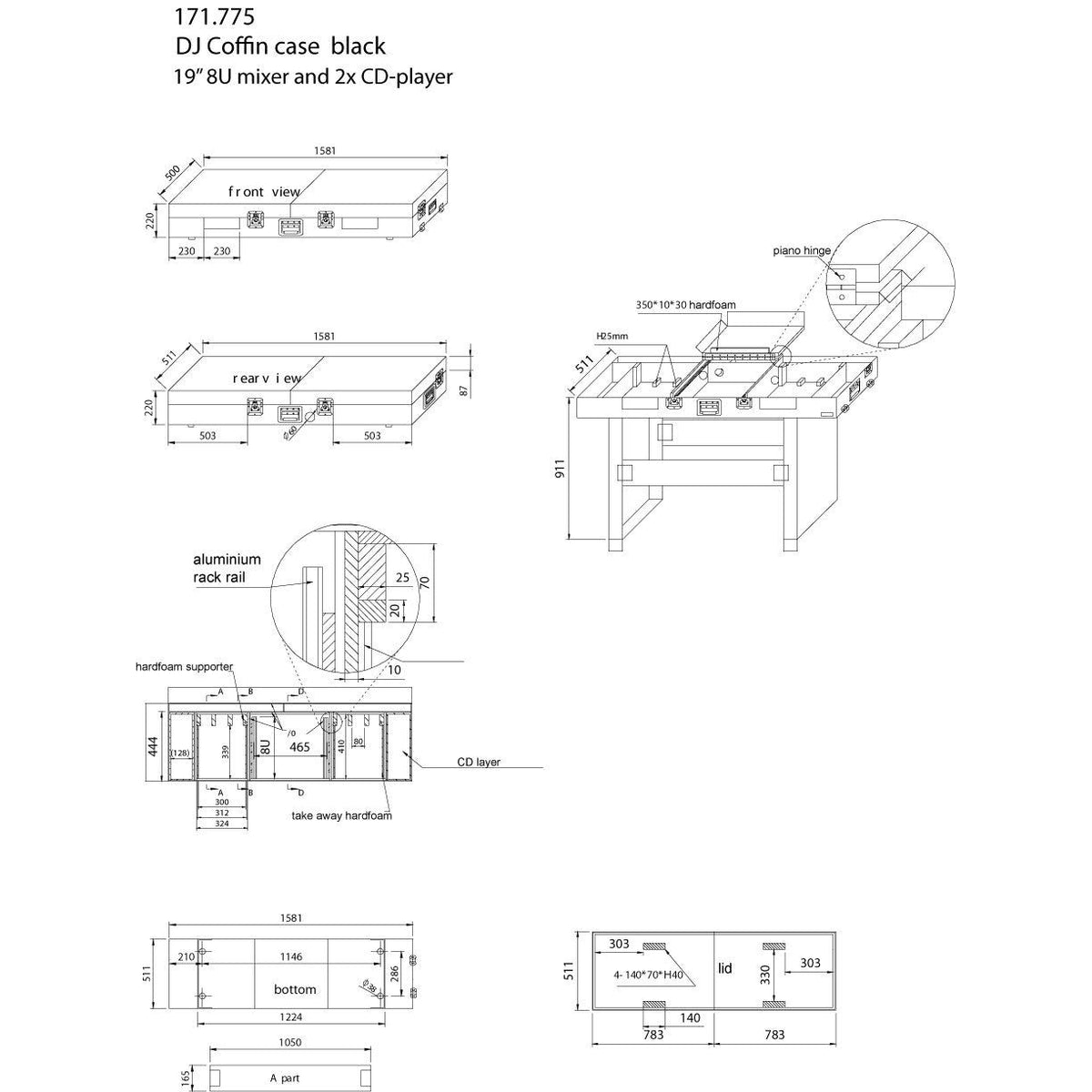 Power Dynamics PD - FC3 - Flightcase 19" para mesa de mezclas y CDs. - Tempo Shop